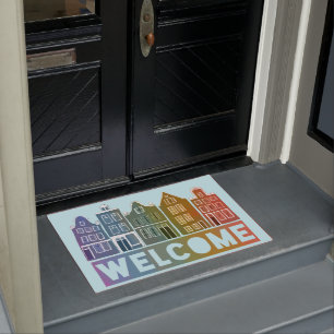 Welcome Home Rainbow Holland Amsterdam Colourful Doormat