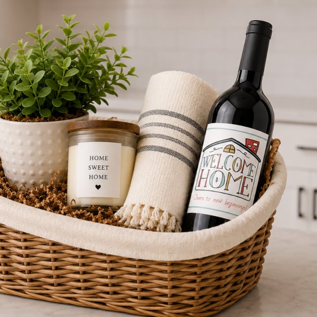 Welcome Home Real Estate Client Wine Label Gift (Welcome Home Wine Label)