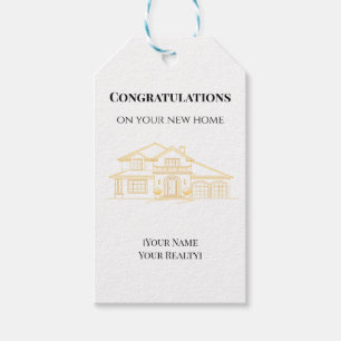 Welcome Home Realtor Gift Tag Gold Elegant