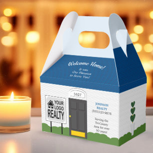 Welcome Home Realtor Logo Blue Roof Gift Box