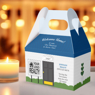 Welcome Home Realtor Logo Blue Roof Gift Box