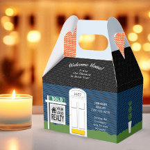 Welcome Home Realtor Logo Navy House Favour Box