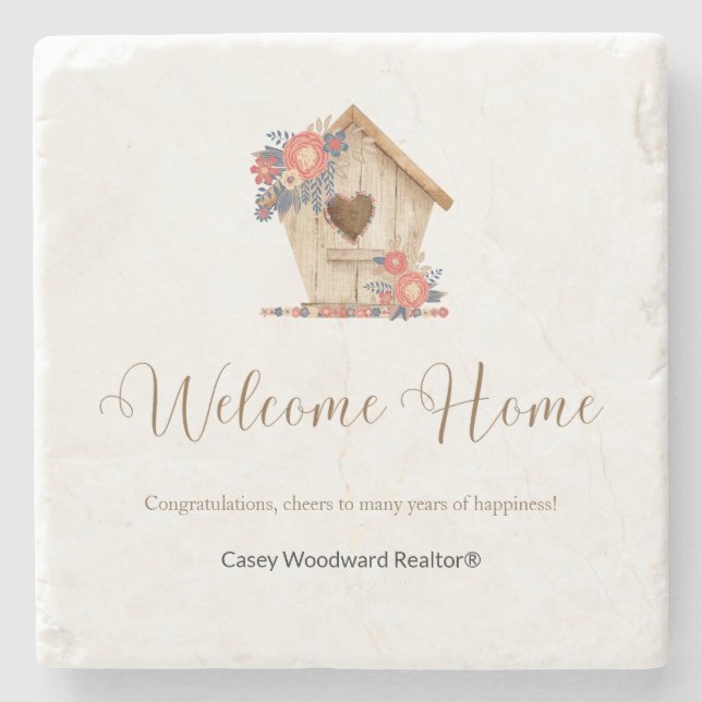 Welcome Home Realtor Personalised  Stone Coaster (Front)