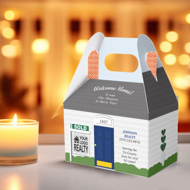 Welcome Home Realtor Sign Blue Door Favour Box (Creator Uploaded)
