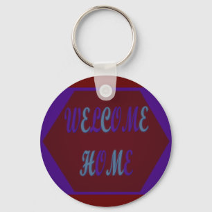 Welcome home red wine and royal blue coloured key ring