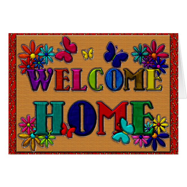 Welcome Home Sign Butterfly Floral (Front Horizontal)
