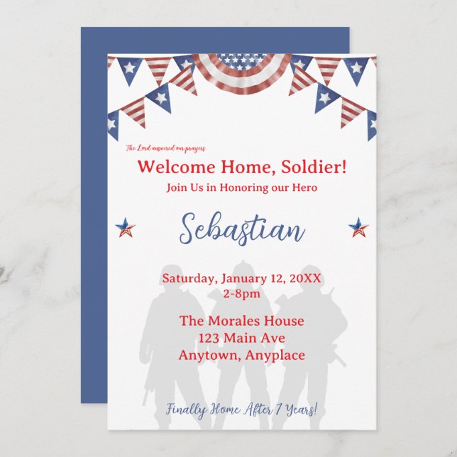 Welcome Home Soldier Patriotic Party Invitation (Front/Back)