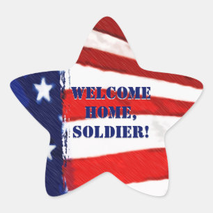 Welcome Home, Soldier! Star Shape Flag Stickers