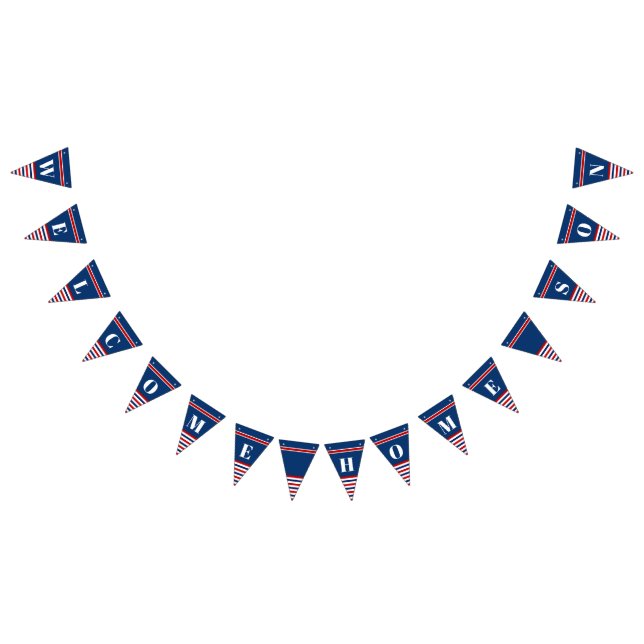 Welcome Home Son Classic Red White Blue Stripes Bunting (All)