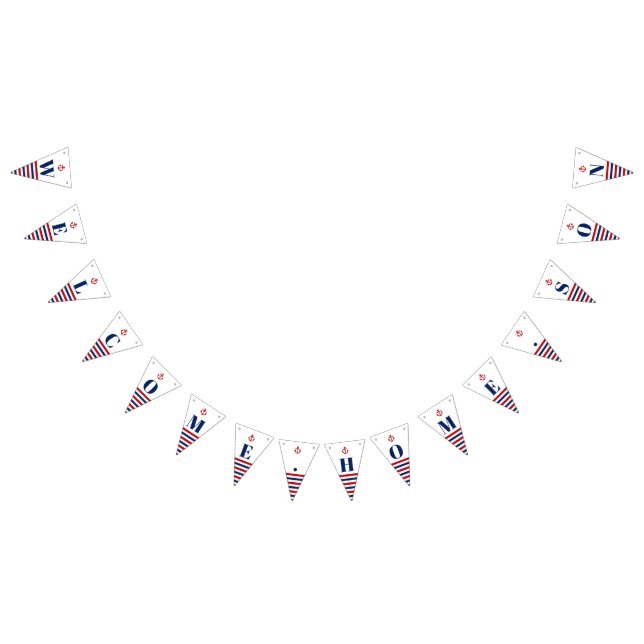 Welcome Home Son Nautical Anchor Stripes Bunting (All)