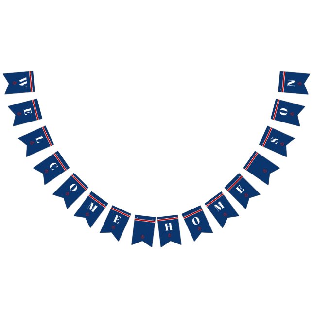 Welcome Home Son Nautical Anchor Stripes Bunting (All)
