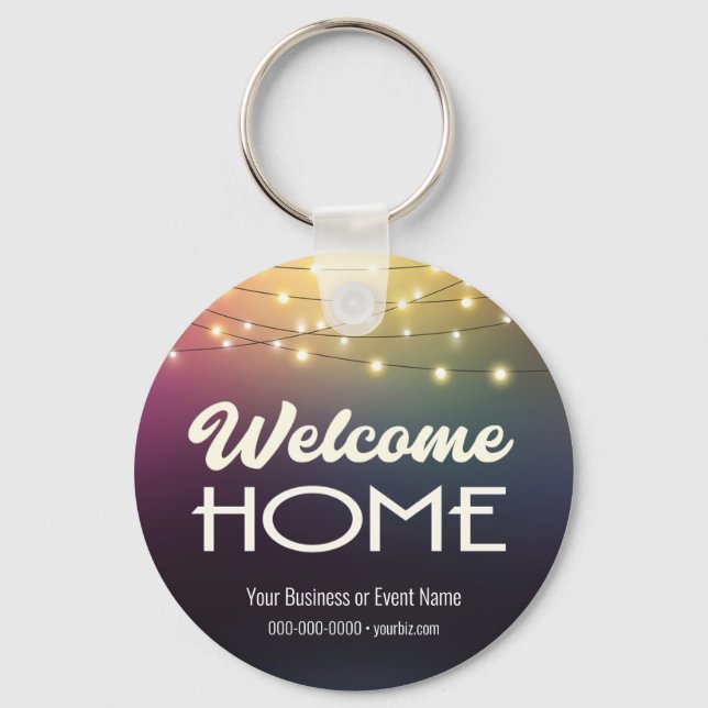 Welcome Home String Lights Business Promo Keychain (Front)