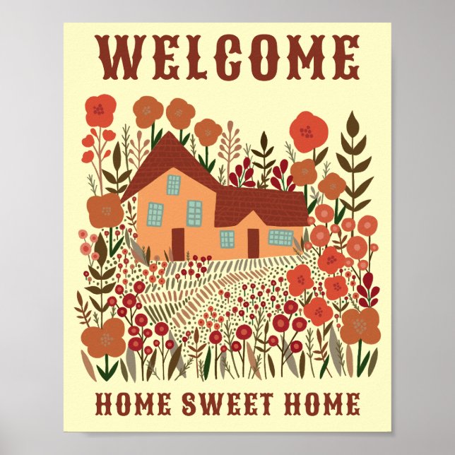 WELCOME HOME SWEET HOME Farmhouse Flowers CUSTOM Poster (Front)