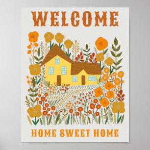 WELCOME HOME SWEET HOME Farmhouse Flowers CUSTOM Poster
