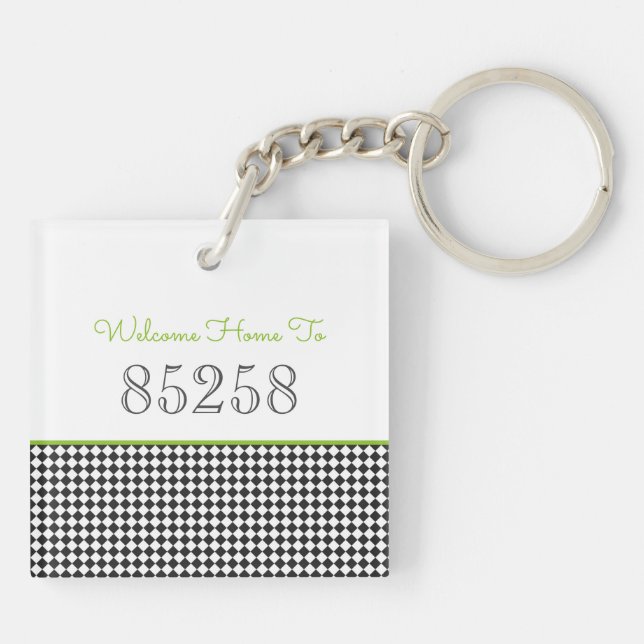 Welcome Home to ZIP CODE Black Green Classic Key Ring (Back)