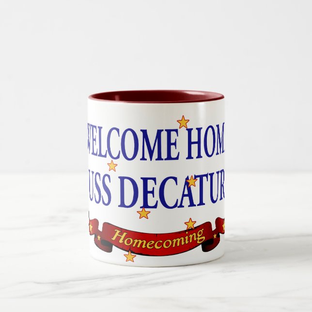 Welcome Home USS Decatur Two-Tone Coffee Mug (Center)
