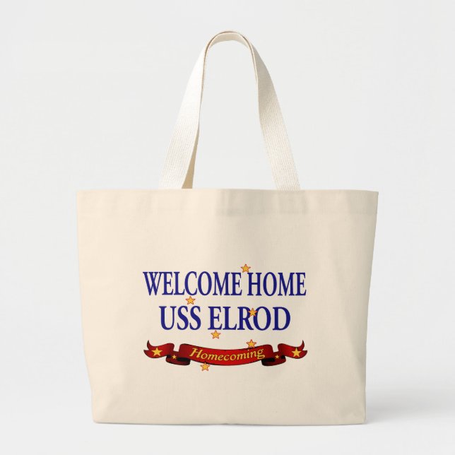 Welcome Home USS Elrod Large Tote Bag (Front)