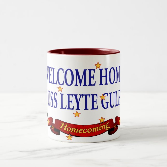 Welcome Home USS Leyte Gulf Two-Tone Coffee Mug (Center)