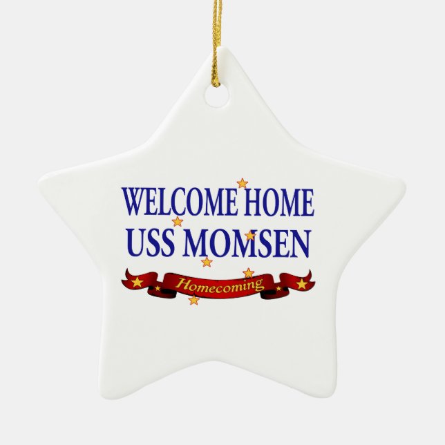 Welcome Home USS Momsen Ceramic Tree Decoration (Front)