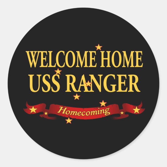 Welcome Home USS Ranger Classic Round Sticker (Front)