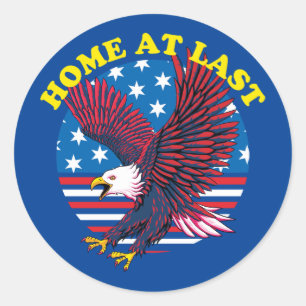 Welcome Home Veteran   Patriotic Eagle Classic Round Sticker