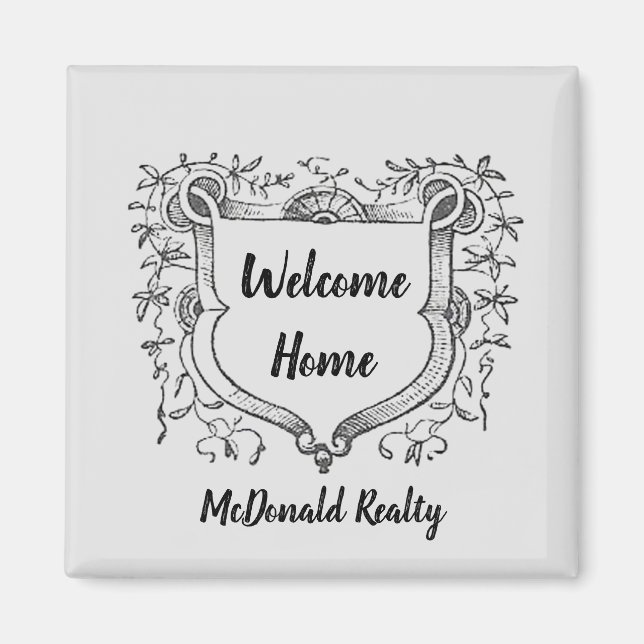 Welcome Home Vintage Shield House Seller Magnet (Front)