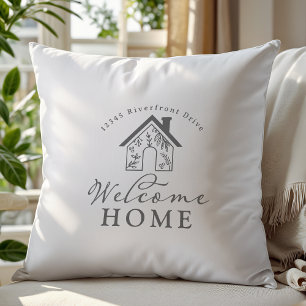 Welcome Home w/ Personalised Address New Home Cushion