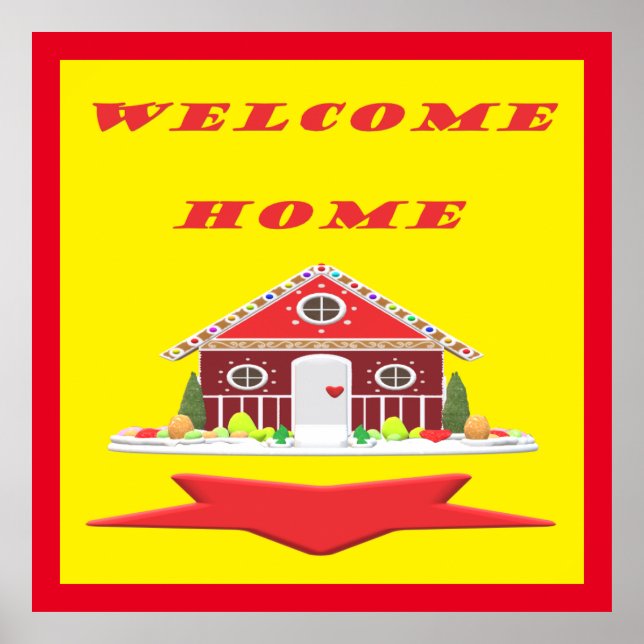 Welcome home with house red yellow colours        poster (Front)