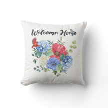 Welcome Home with Red/White/Blue Flowers & Birds