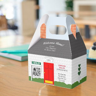 Welcome Home Wooden Realtor Logo Red Door Favour Box