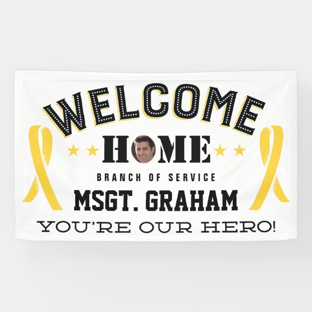 Welcome Home Yellow Ribbon Military Member Banner (Horizontal)