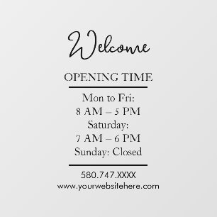 Welcome Hours Website Logo AI+ door sign