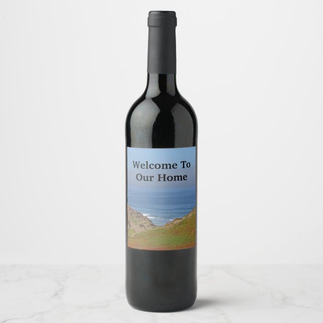 Welcome House Guest Beach Dunes Coastal Landscape  Wine Label (Front)