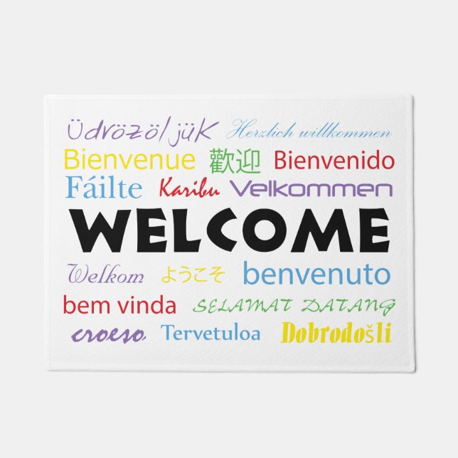 Welcome in Many Languages Doormat (Front)
