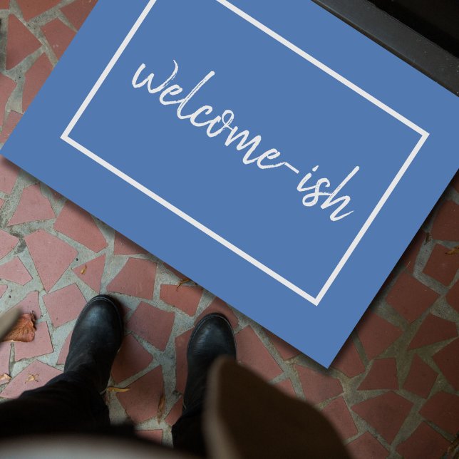 "Welcome-ish" Funny Introvert Antisocial Doormat ("welcome-ish" reads this funny,  sarcastic doormat for introverts, the antisocial and lovable grumps)
