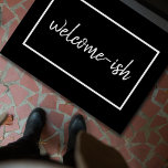 "Welcome-ish" Funny Introvert Antisocial Doormat<br><div class="desc">It's funny because it's true. You are welcome-ish. This humourous door mat is for introverts,  the anti-social,  and the socially awkward,  who receive guests with a little reluctance and maybe even some anxiety. Simple,  elegant script typography on a classic black background. Unexpected,  quirky and just a little bit sarcastic.</div>