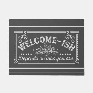 welcome-ish sarcastic chalkboard door mat rug