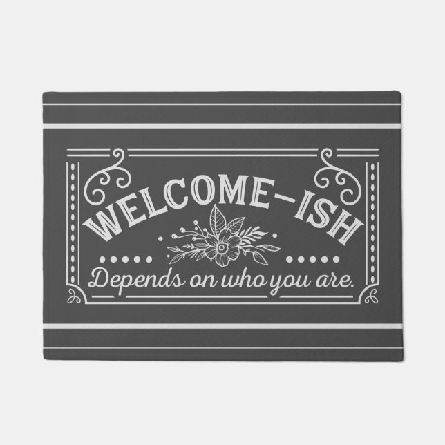 welcome-ish sarcastic chalkboard door mat rug (Front)