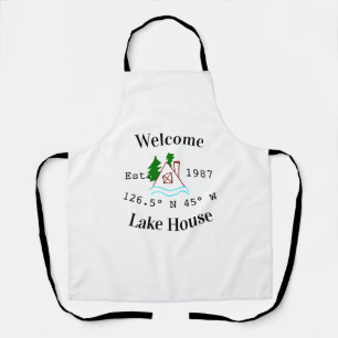 Welcome lake house corrdinated est. Year mountain Apron