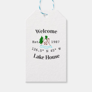 Welcome lake house corrdinated est. Year mountain  Gift Tags
