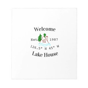 Welcome lake house corrdinated est. Year mountain Notepad
