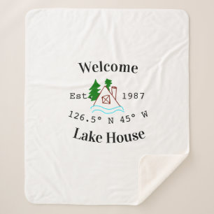 Welcome lake house corrdinated est. Year mountain Sherpa Blanket