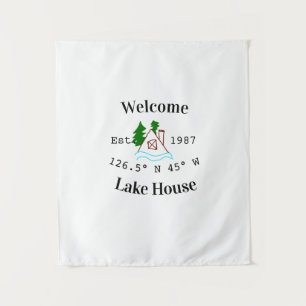 Welcome lake house corrdinated est. Year mountain Tapestry
