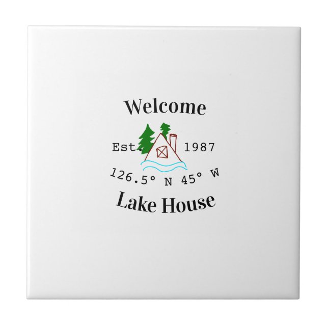 Welcome lake house corrdinated est. Year mountain  Tile (Front)