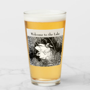 Welcome Lake House Duck Photo Black White Nature Glass