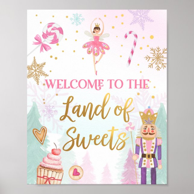 Welcome Land of Sweets Nutcracker Ballerina Girl Poster (Front)