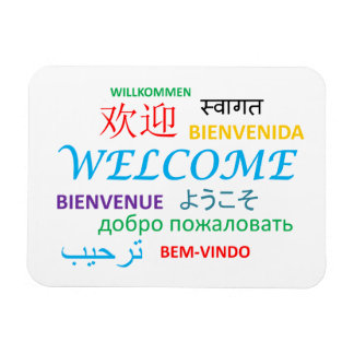 WELCOME LANGUAGES COLOURFUL GREETINGS MAGNET