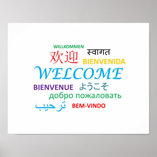 WELCOME LANGUAGES COLOURFUL GREETINGS POSTER (Front)