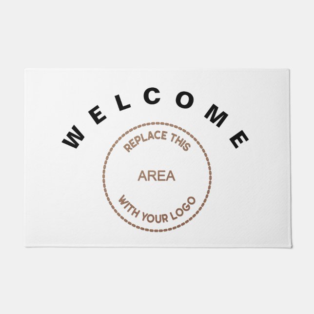 Welcome Large Company Logo Business Office White Doormat (Front)