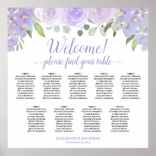 Welcome! Lavender Boho Roses 9 Table Seating Chart